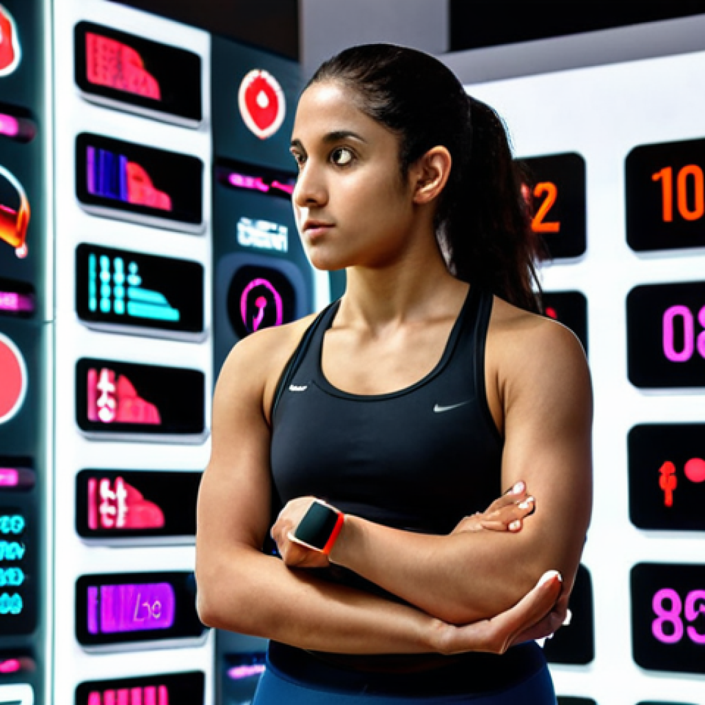 **
    A person with features that resonate with an Arabic audience, standing amidst a vibrant display of various fitness wearables (smartwatches, fitness trackers). They hold a simple, elegant fitness band in hand, looking thoughtful and determined. The scene evokes a sense of making a personal choice for a healthier journey, emphasizing accessibility and a focus on essential features for a beginner. Soft, natural lighting. --ar 16:9

2.  **Prompt for