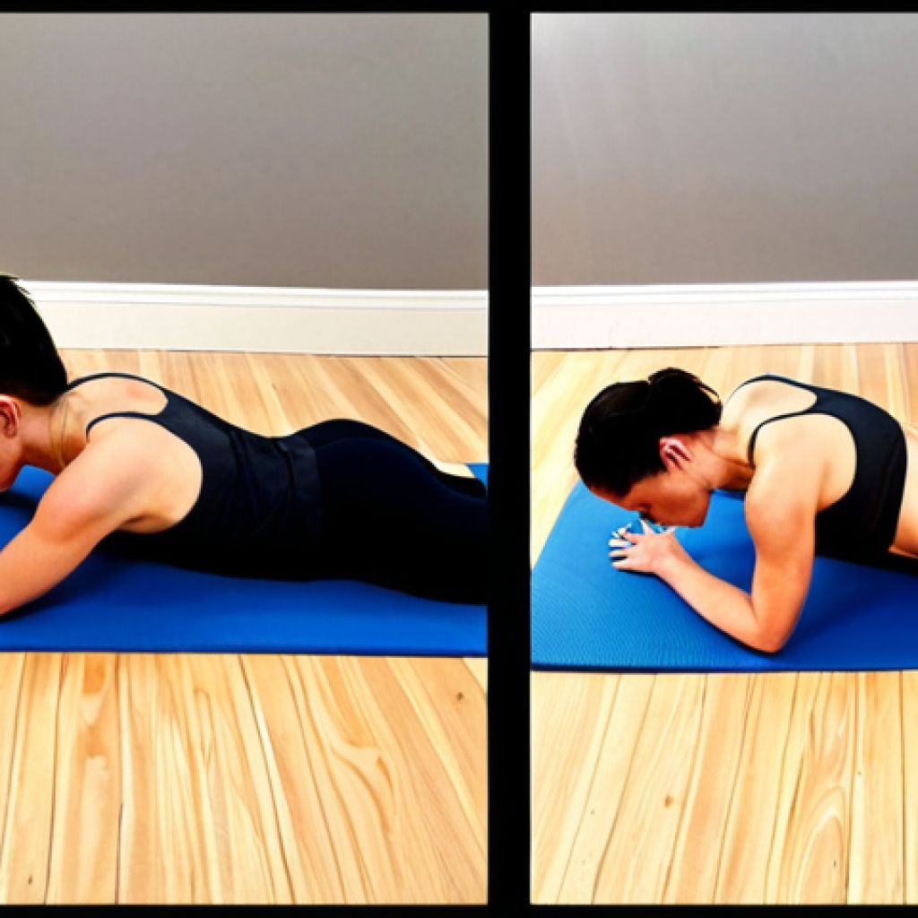 **Image Prompt 1:** A compelling split image showing a clear transformation. On the left, a person (athletic, gender-neutral) struggles uncomfortably in a standard plank on a thin mat, clearly indicating neck and back strain with a grimacing expression and poor posture. On the right, the same person is performing a plank with perfect, pain-free posture and deep core engagement, utilizing a thick, specialized plank mat for comfort and stability. The setting is a clean, modern home fitness space, with soft, inviting lighting. The overall mood conveys relief, effectiveness, and the elimination of discomfort.