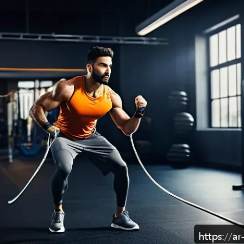 Home 32 스피드 로프와 일반 줄넘기의 차이 - A dynamic fitness scene showing an athletic Middle Eastern man using a lightweight Speed Rope made o...